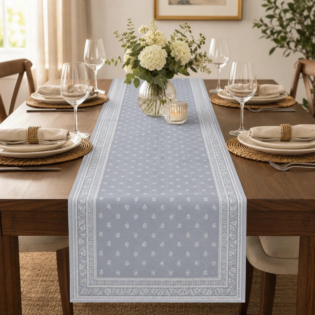 Antique Floral Runner — Silver