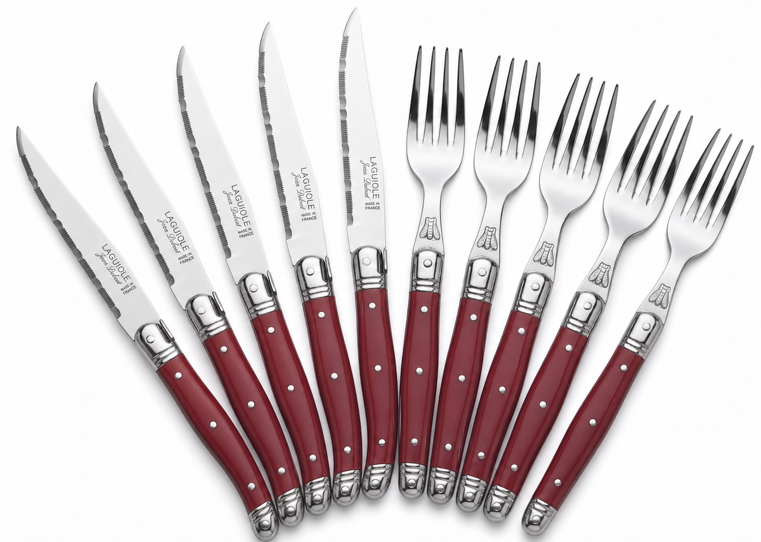 Jean Dubost Laguiole 12-Piece Set — 6 Steak Knives & 6 Forks