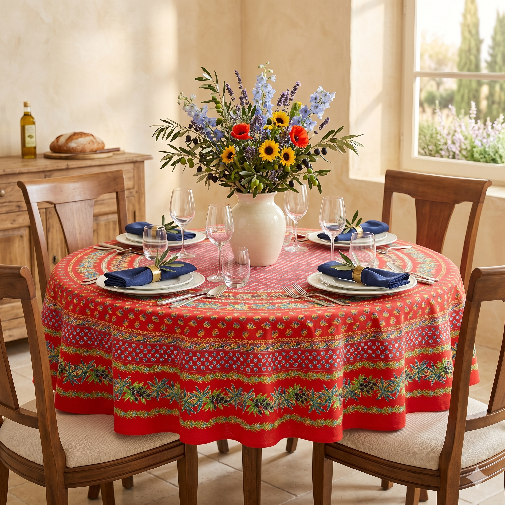 St Remy Provençal Coated Tablecloth — 71" Round