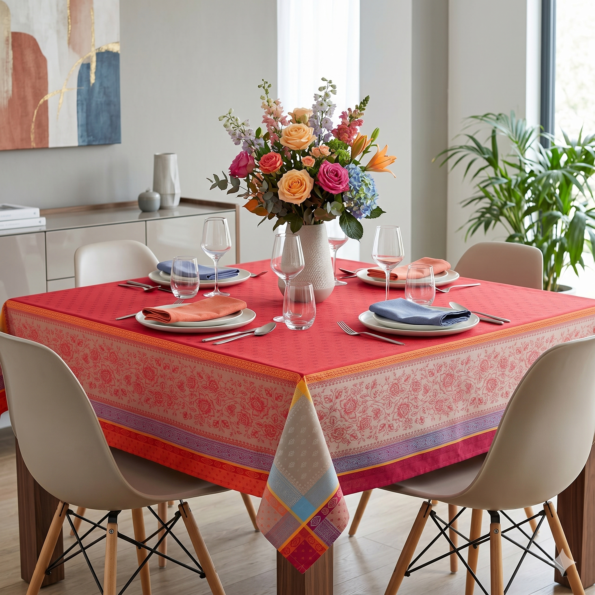 Madras Jacquard Tablecloth