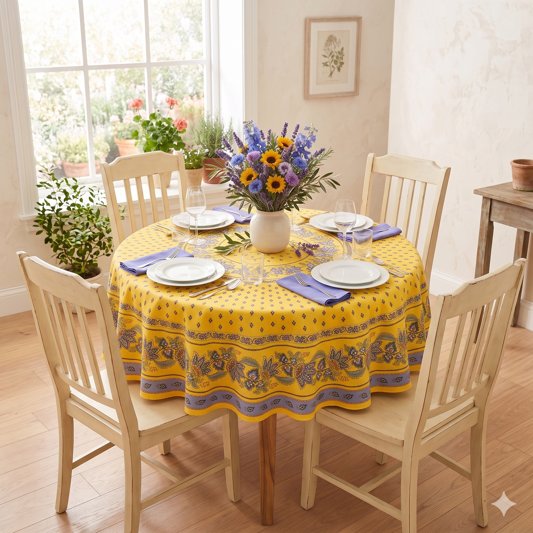 Villefranche Provençal Coated Tablecloth