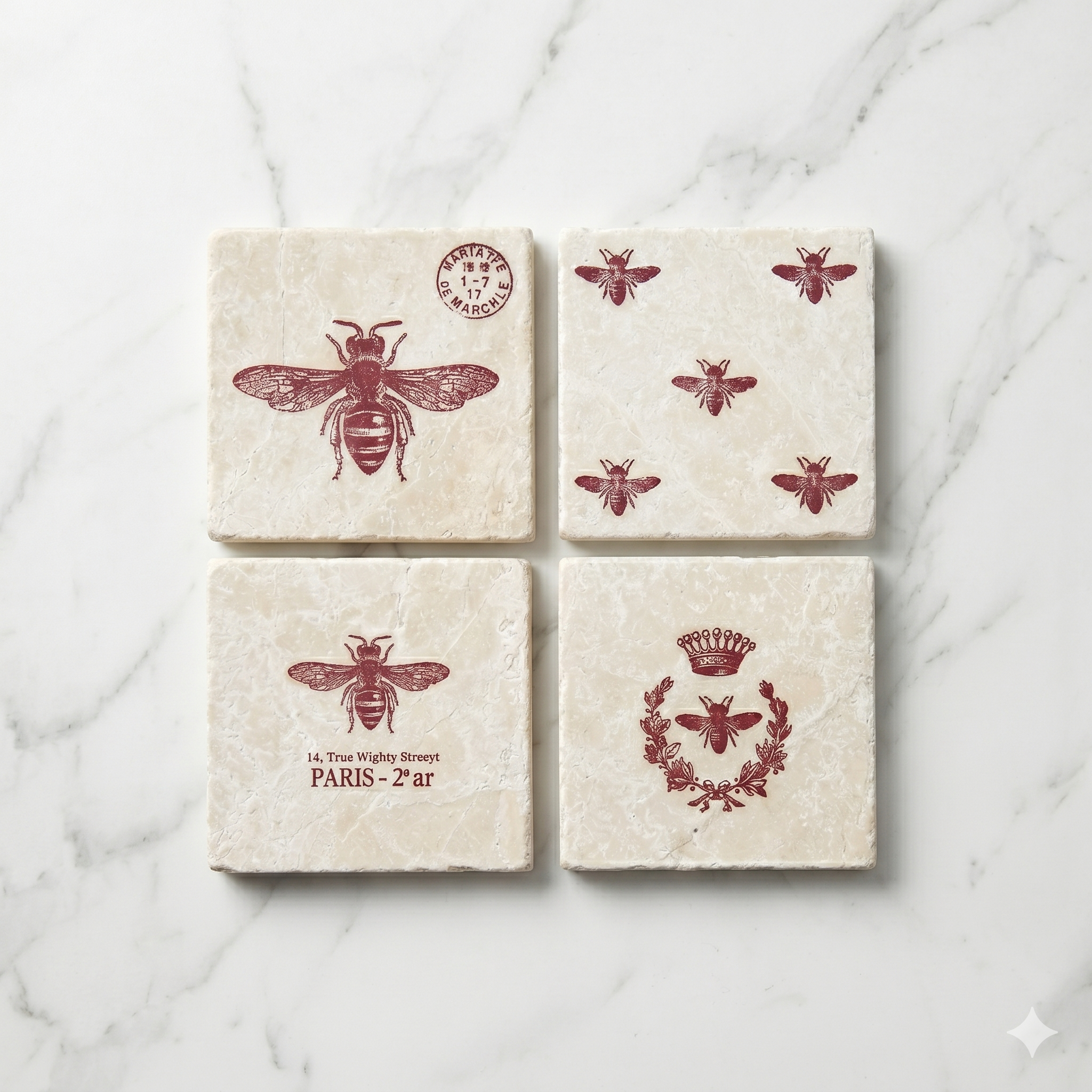 Fleur de Lys and Bee Coasters