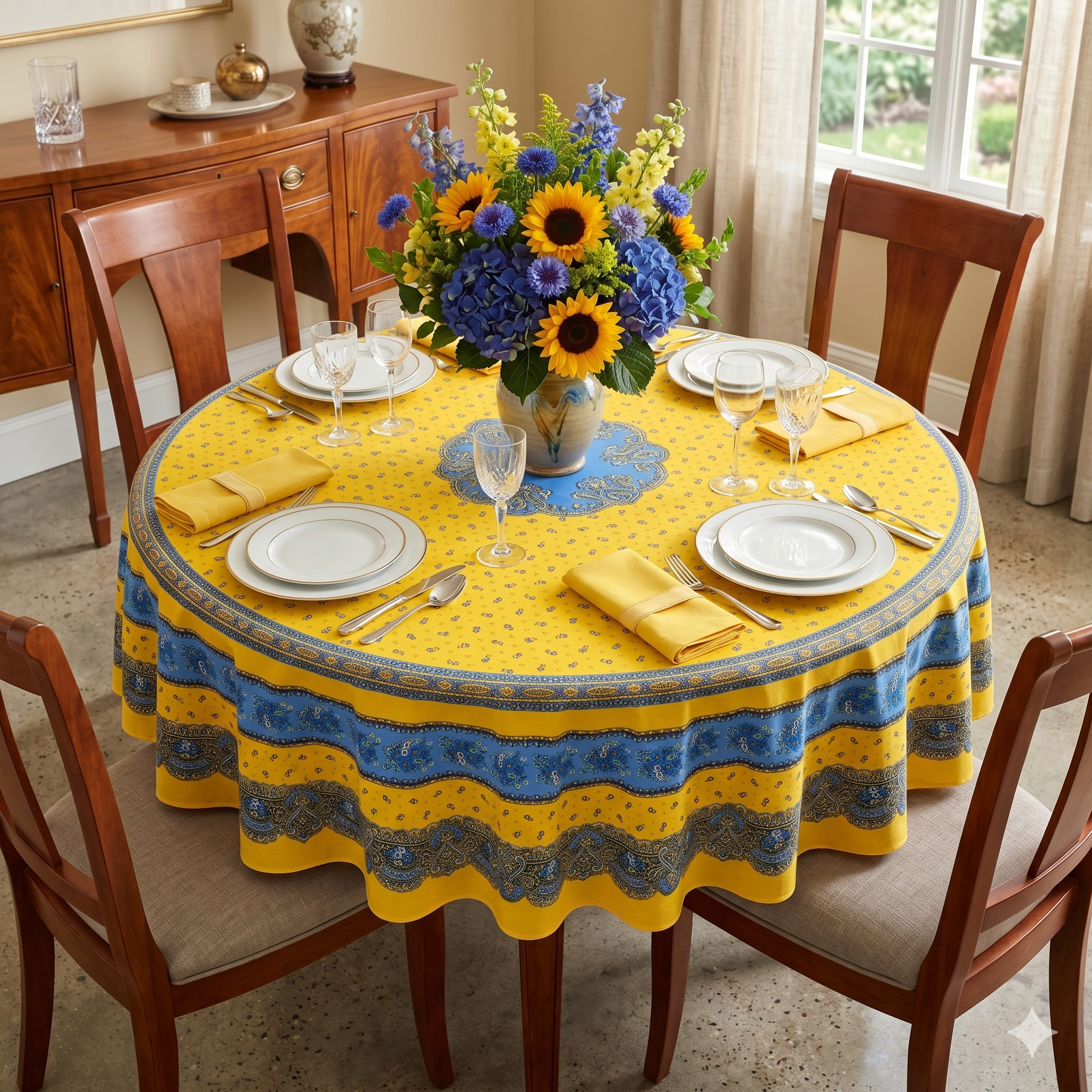 St Tropez Provençal Coated Tablecloth — 71" Round