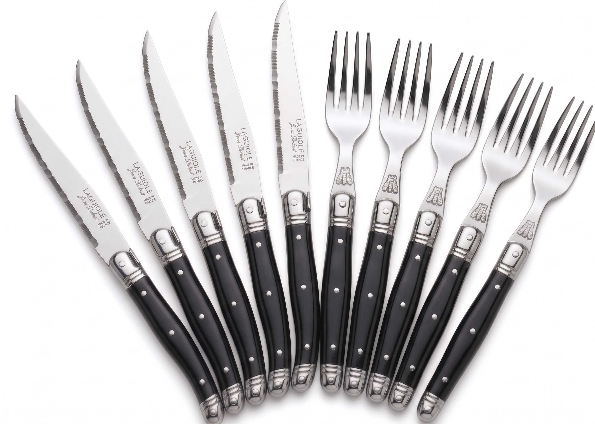 Jean Dubost Laguiole 12-Piece Set — 6 Steak Knives & 6 Forks