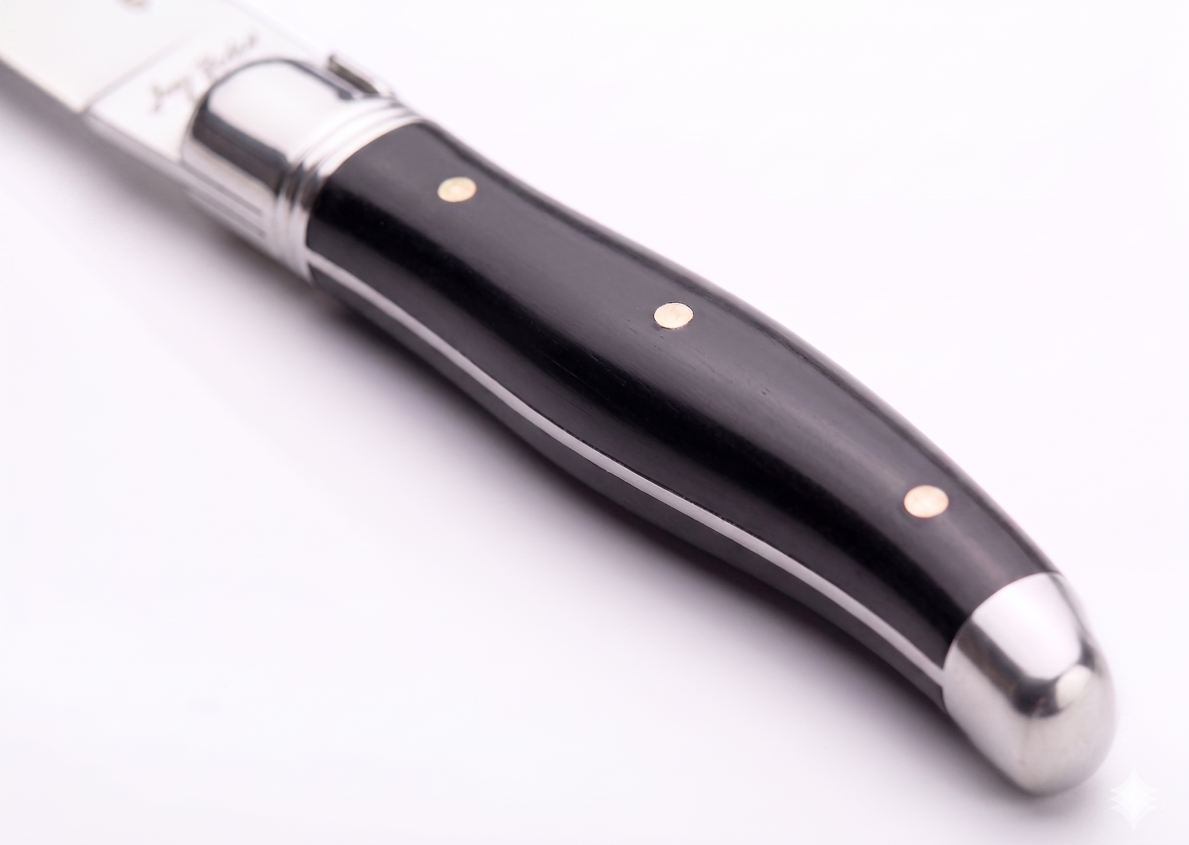 Jean Dubost Laguiole Black Resin Handle Detail — GEM de France New Orleans