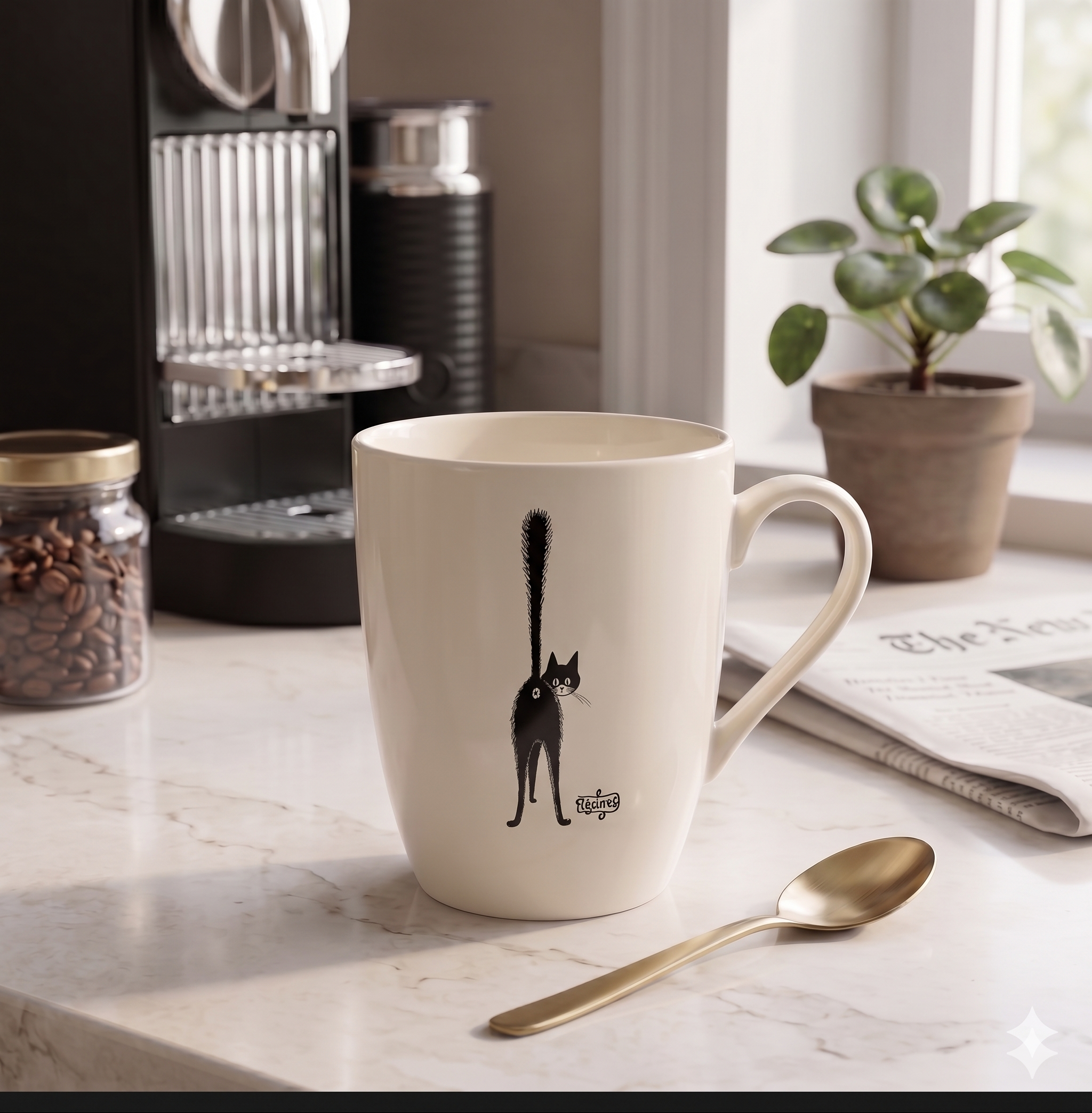 Dubout Cat Mug — Tail Up
