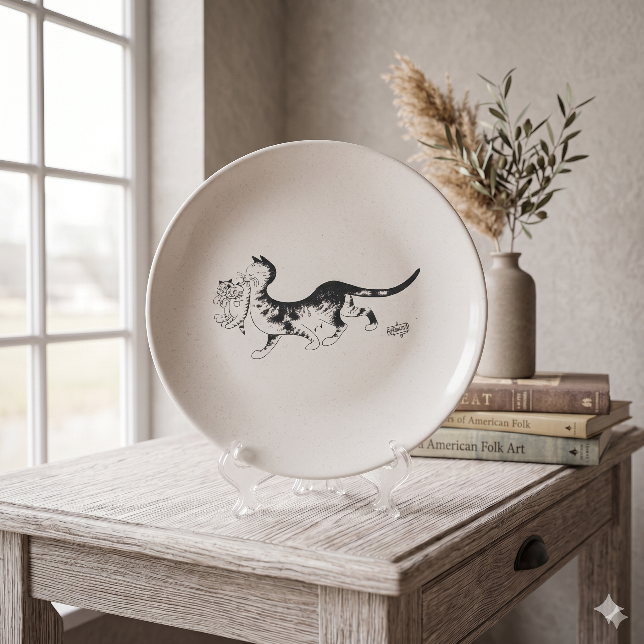 Dubout Cat Plate — Chatons en Bouche 8"