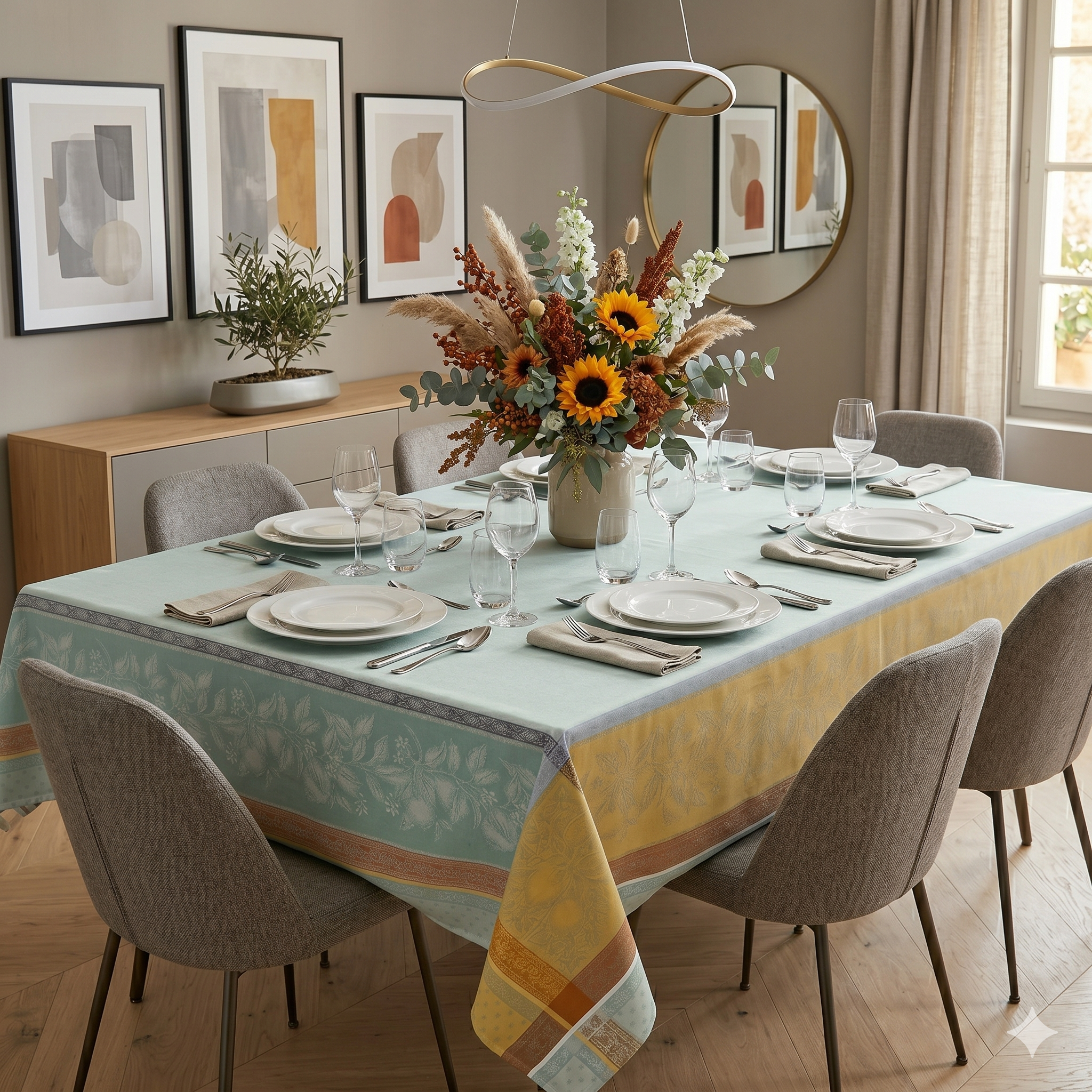 Citron Jacquard Tablecloth