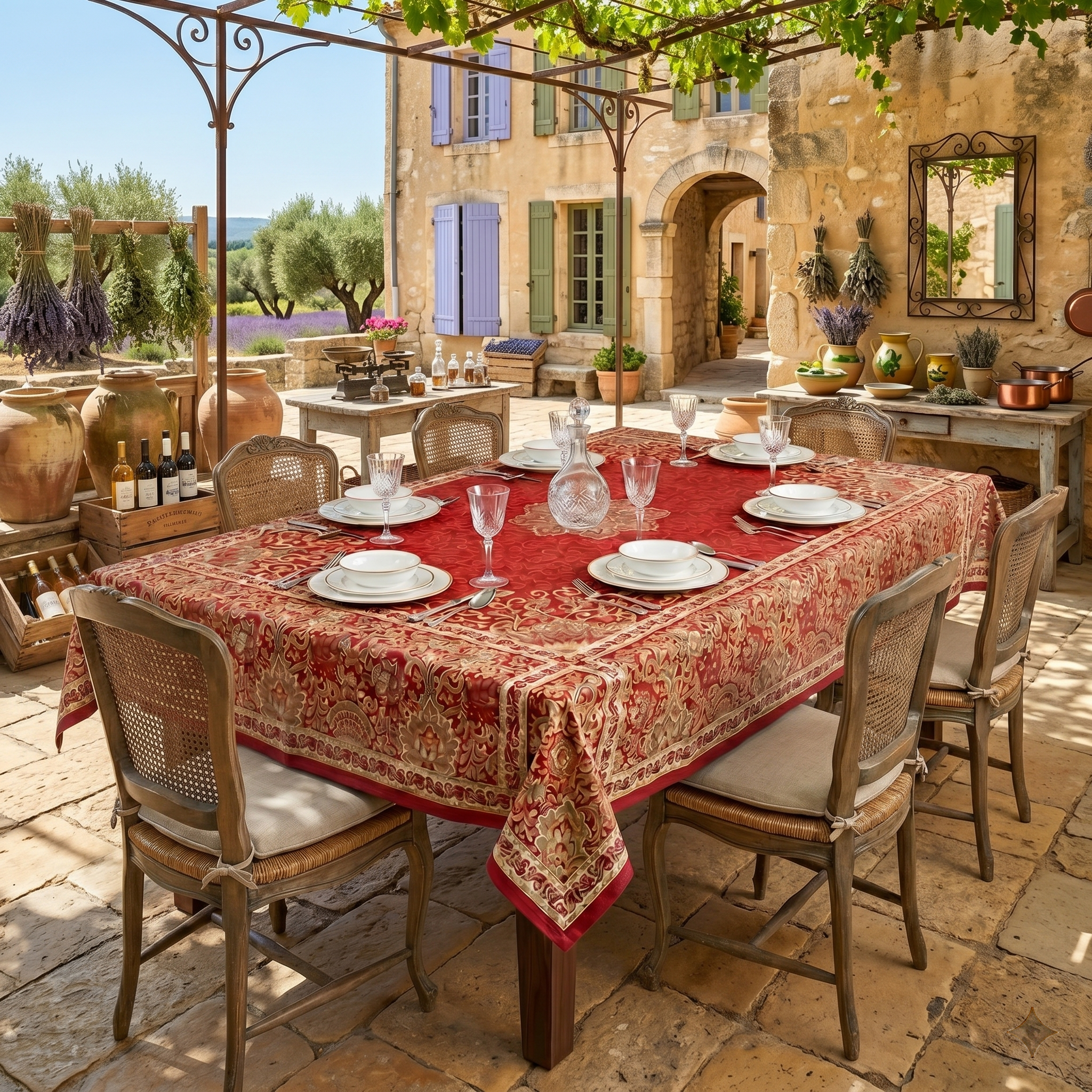 Luberon Jacquard Plaid Tablecloth