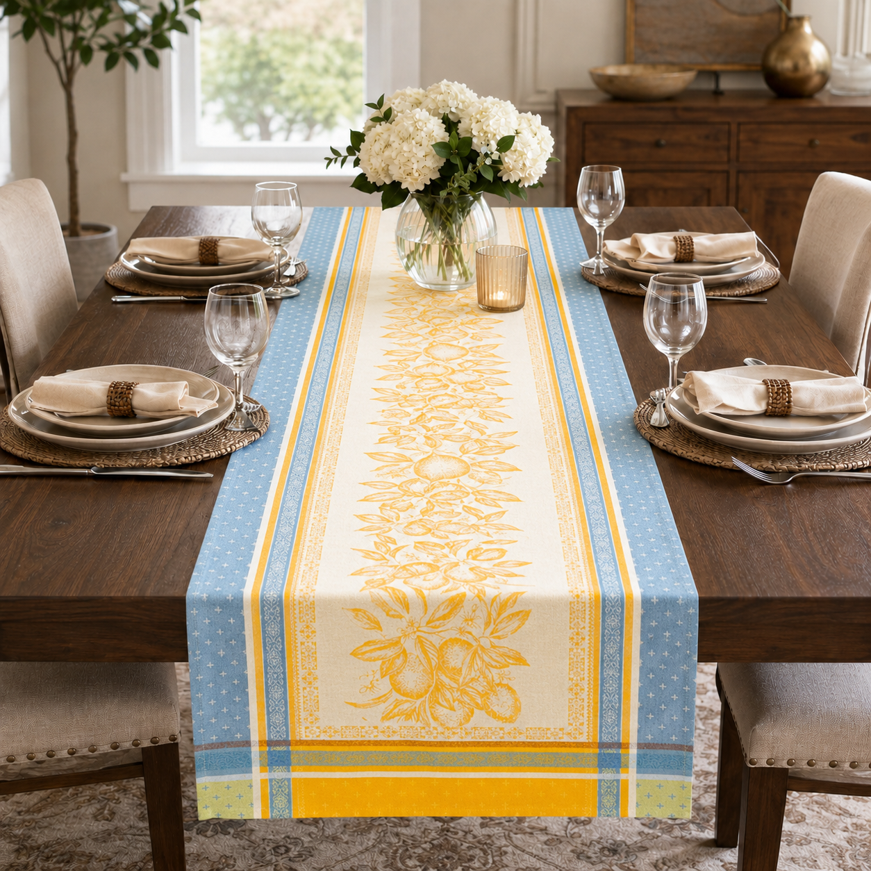 Citron jacquard runner