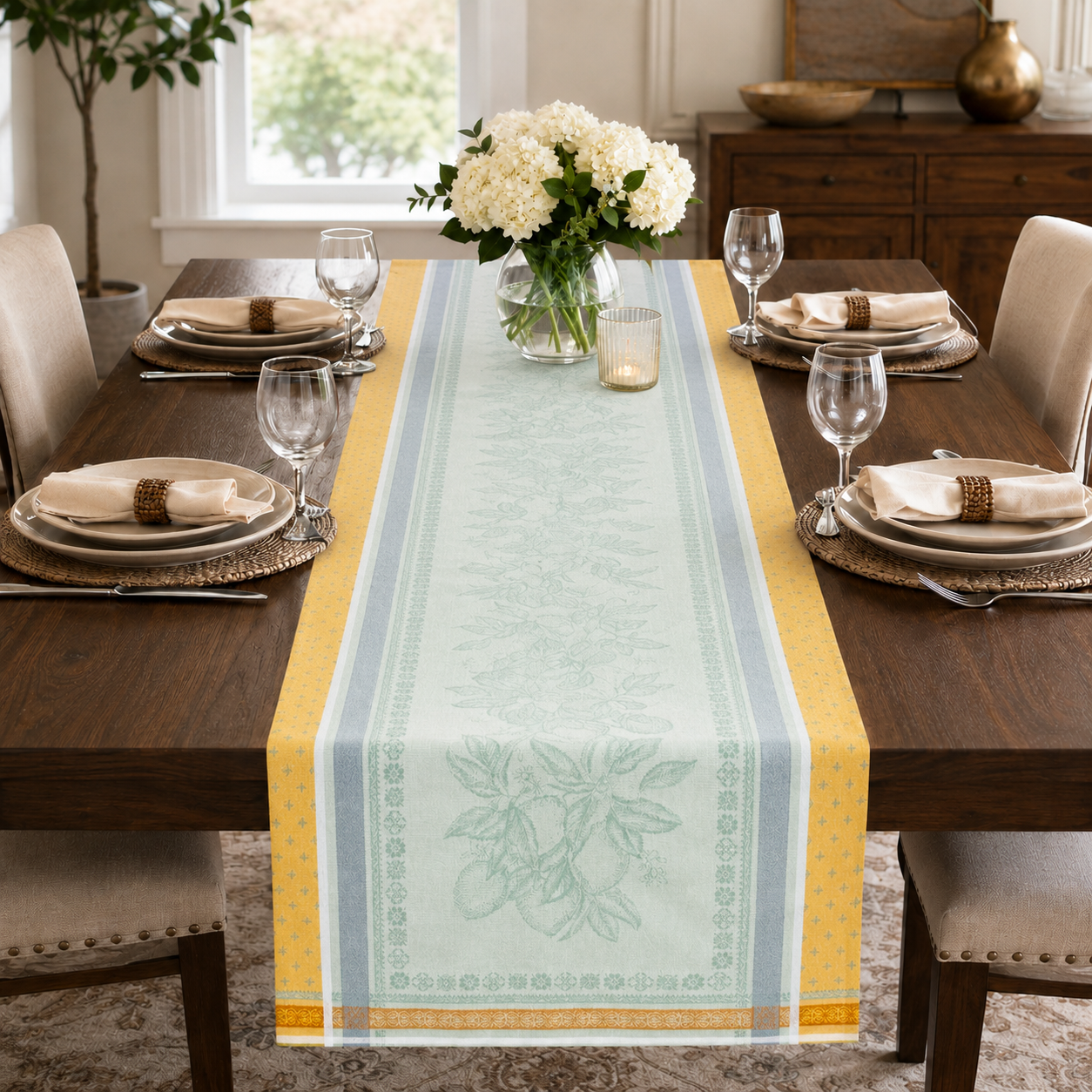 Citron jacquard runner