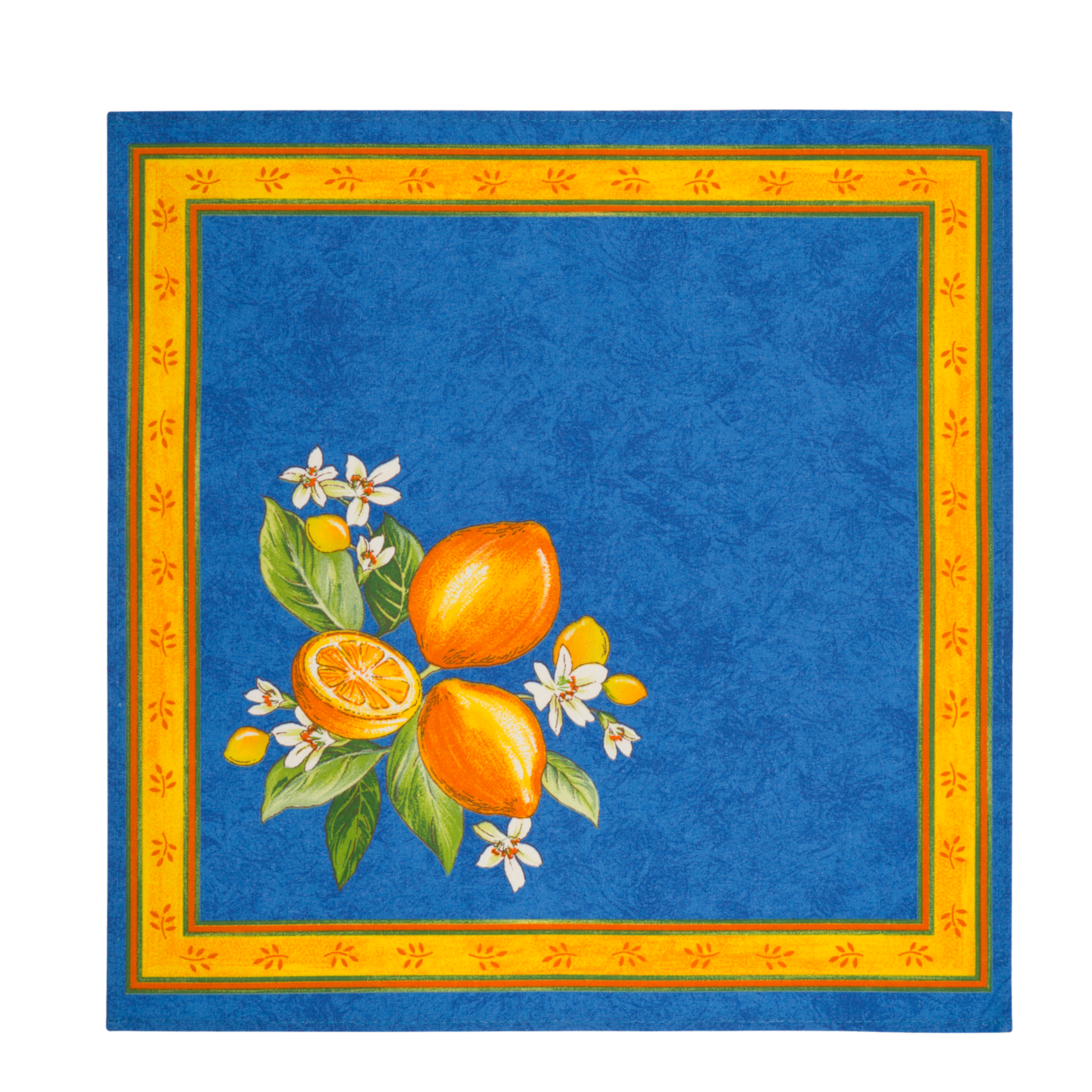 Citron Provençal jacquard napkins set of 6 — blue gold — GEM de France New Orleans
