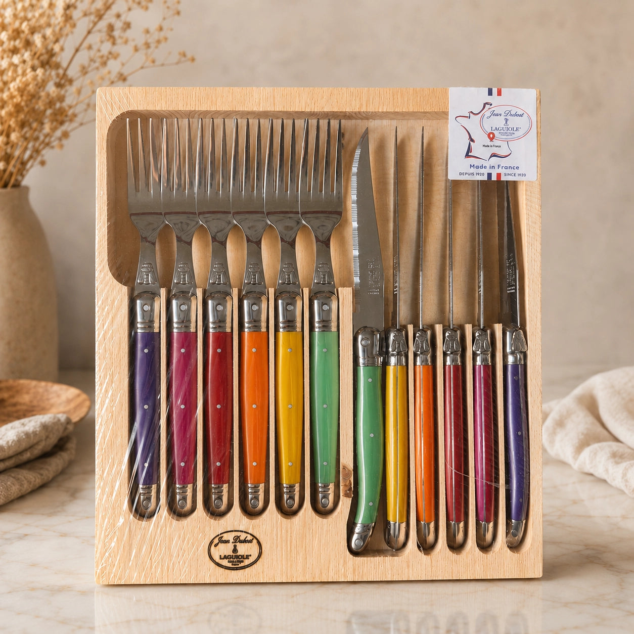 Jean Dubost Laguiole 12-Piece Set Blue Marble | GEM de France