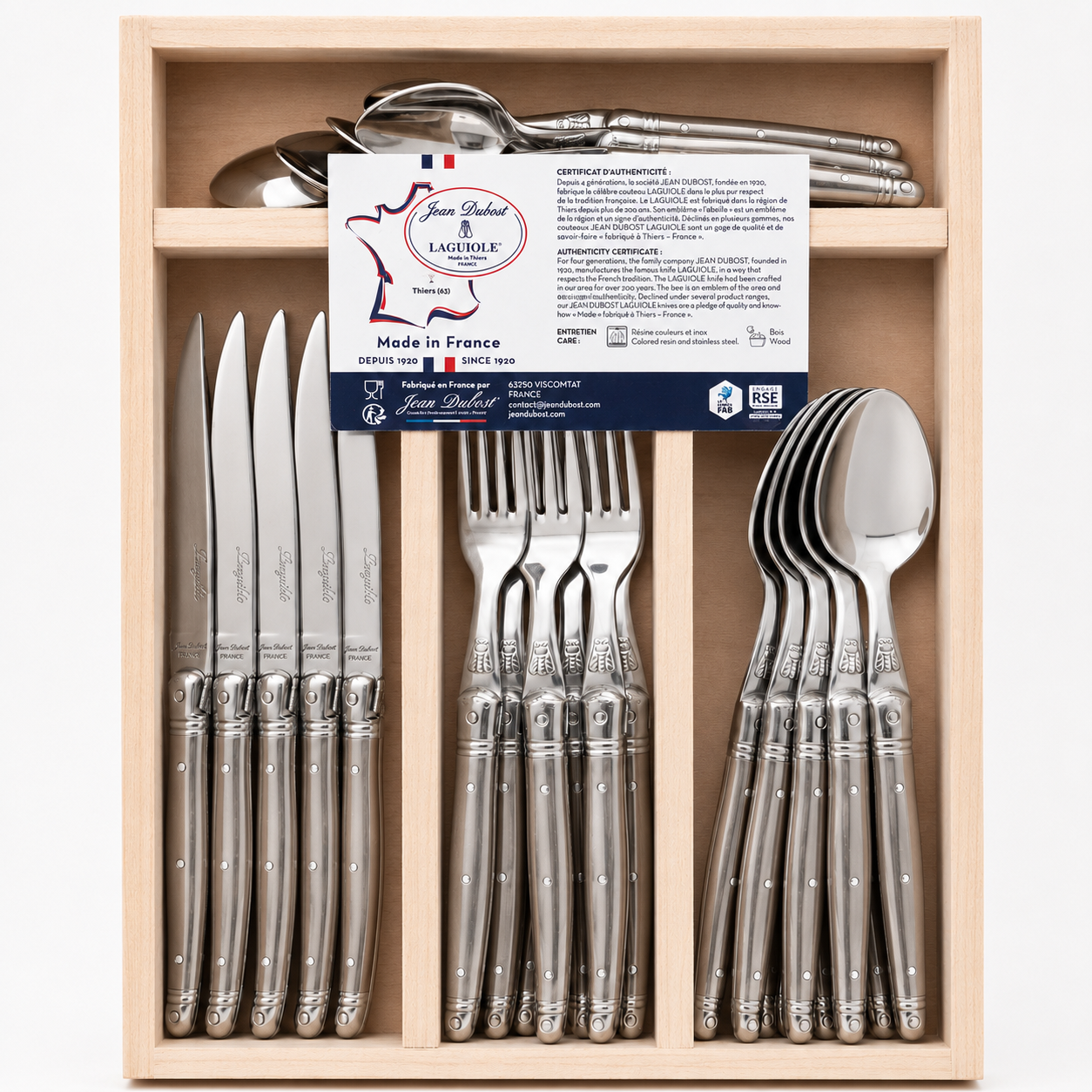 Jean Dubost Laguiole 24-Piece Flatware Set | GEM de France