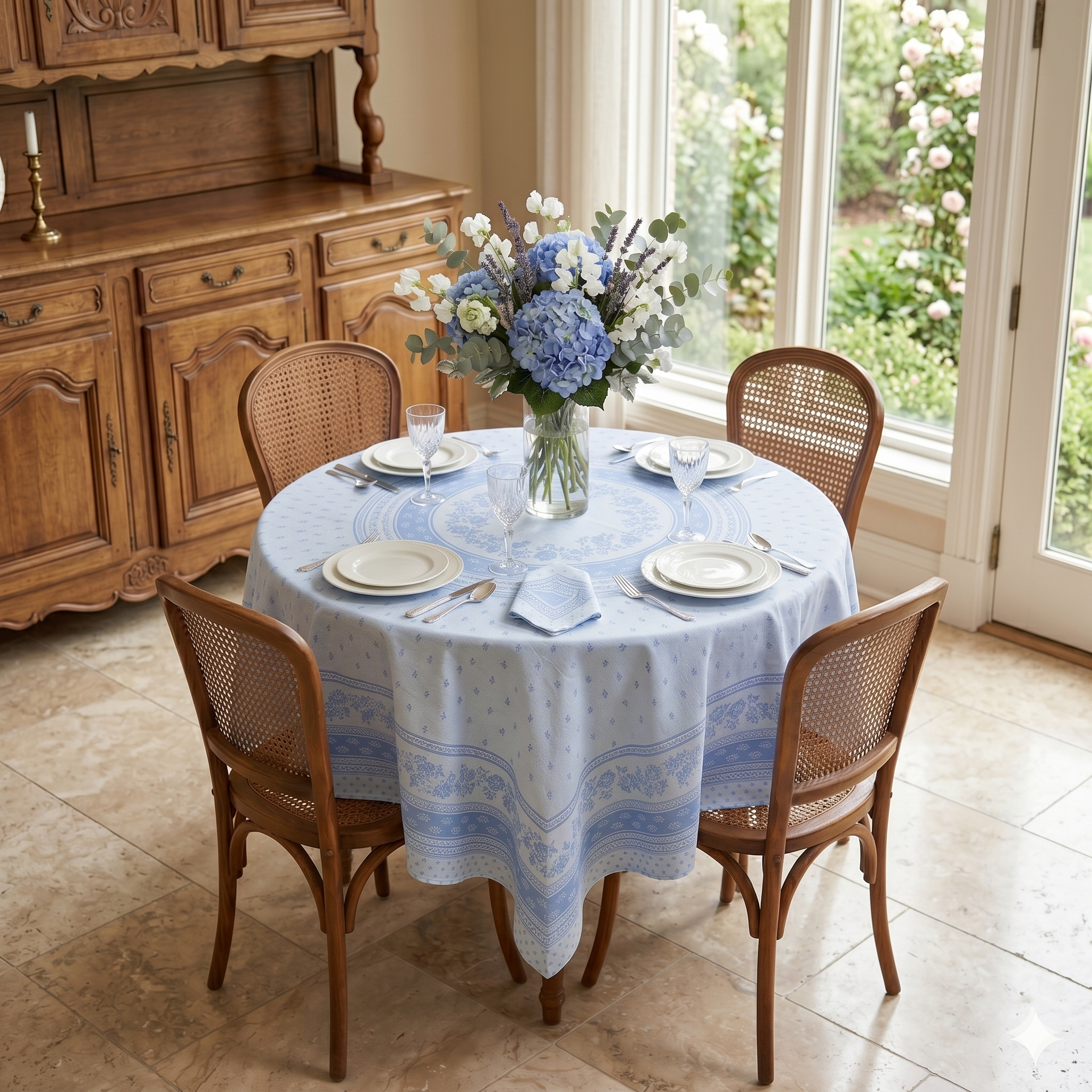 Antiques Floral 90" Round Jacquard Tablecloth