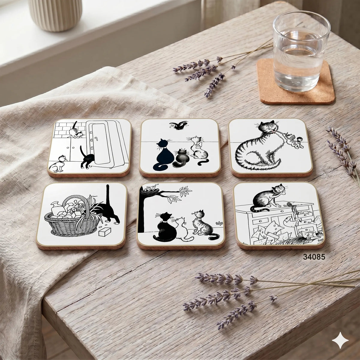 Dubout Cat Coasters — Set of 6