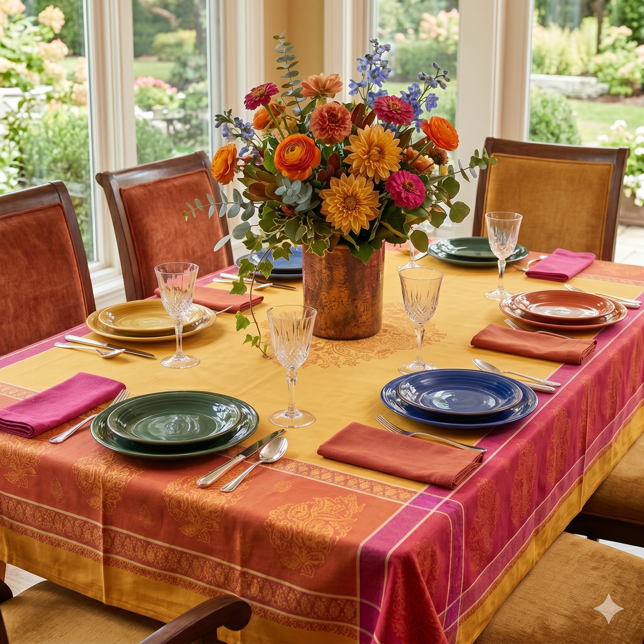 Festival Yellow Jacquard Tablecloth