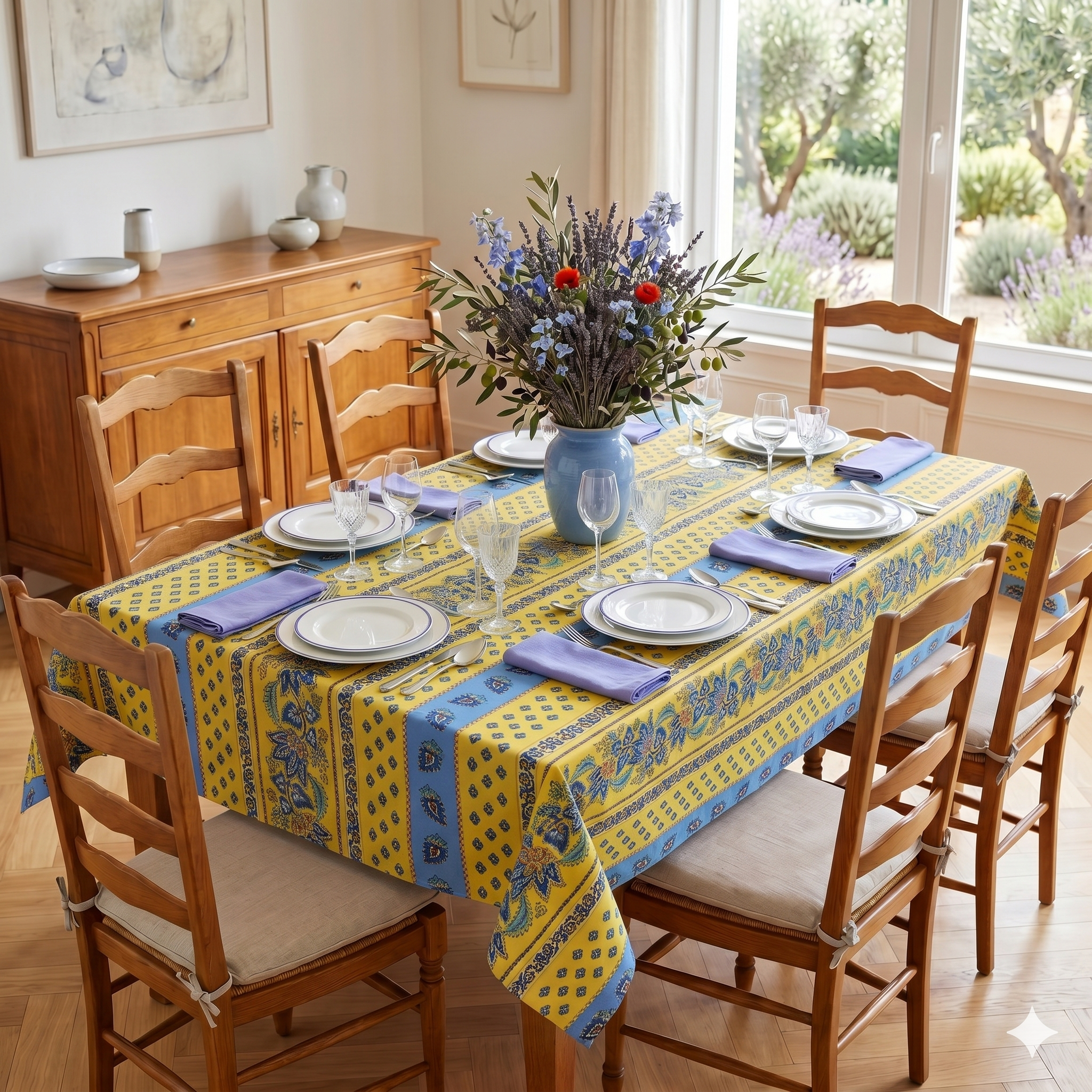 Villefranche Provençal Coated Tablecloth