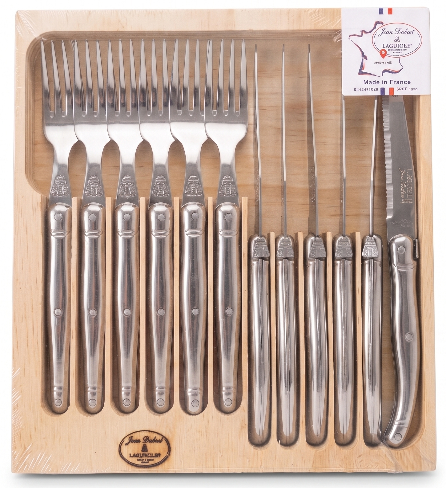 Jean Dubost Laguiole 12-Piece Set — 6 Steak Knives & 6 Forks