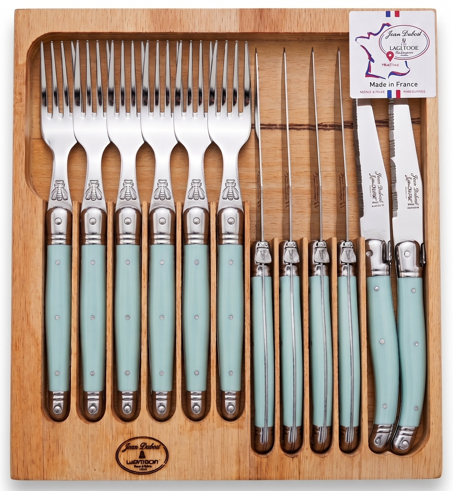 Jean Dubost Laguiole 12-Piece Set — 6 Steak Knives & 6 Forks