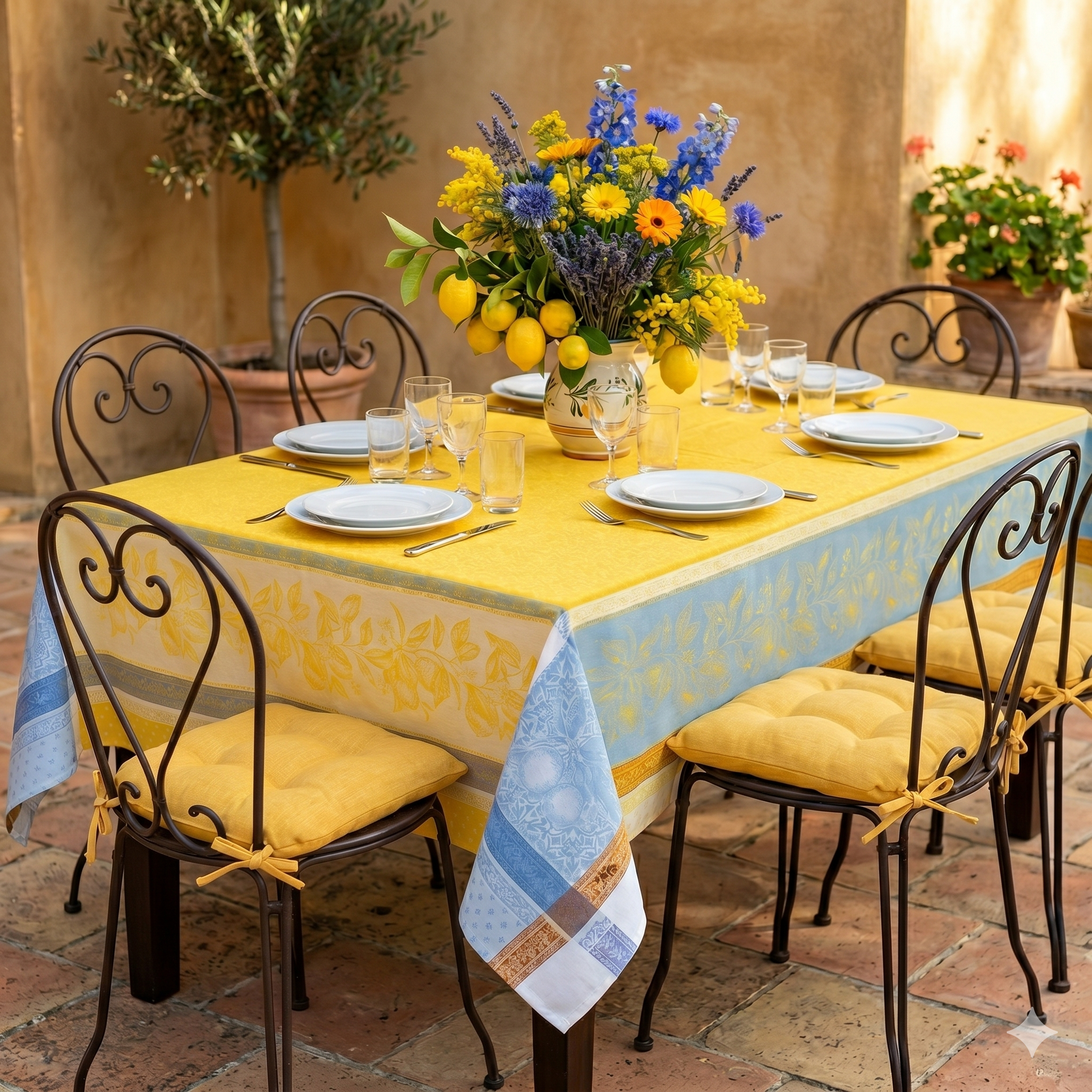 Citron Jacquard Tablecloth
