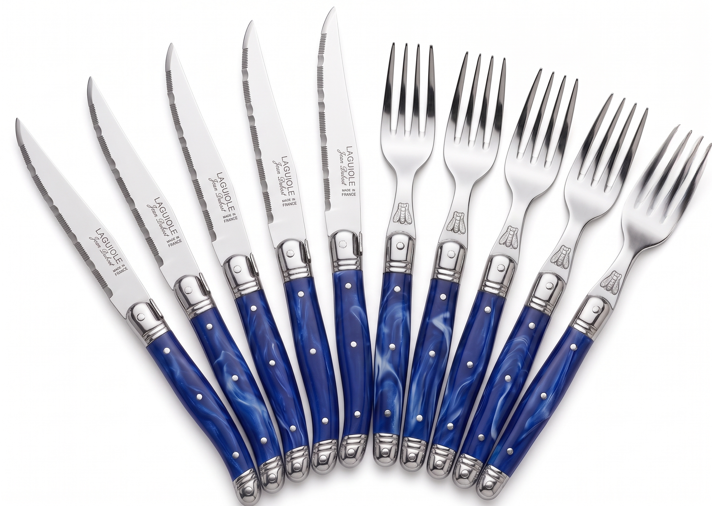 Jean Dubost Laguiole 12-Piece Set — 6 Steak Knives & 6 Forks