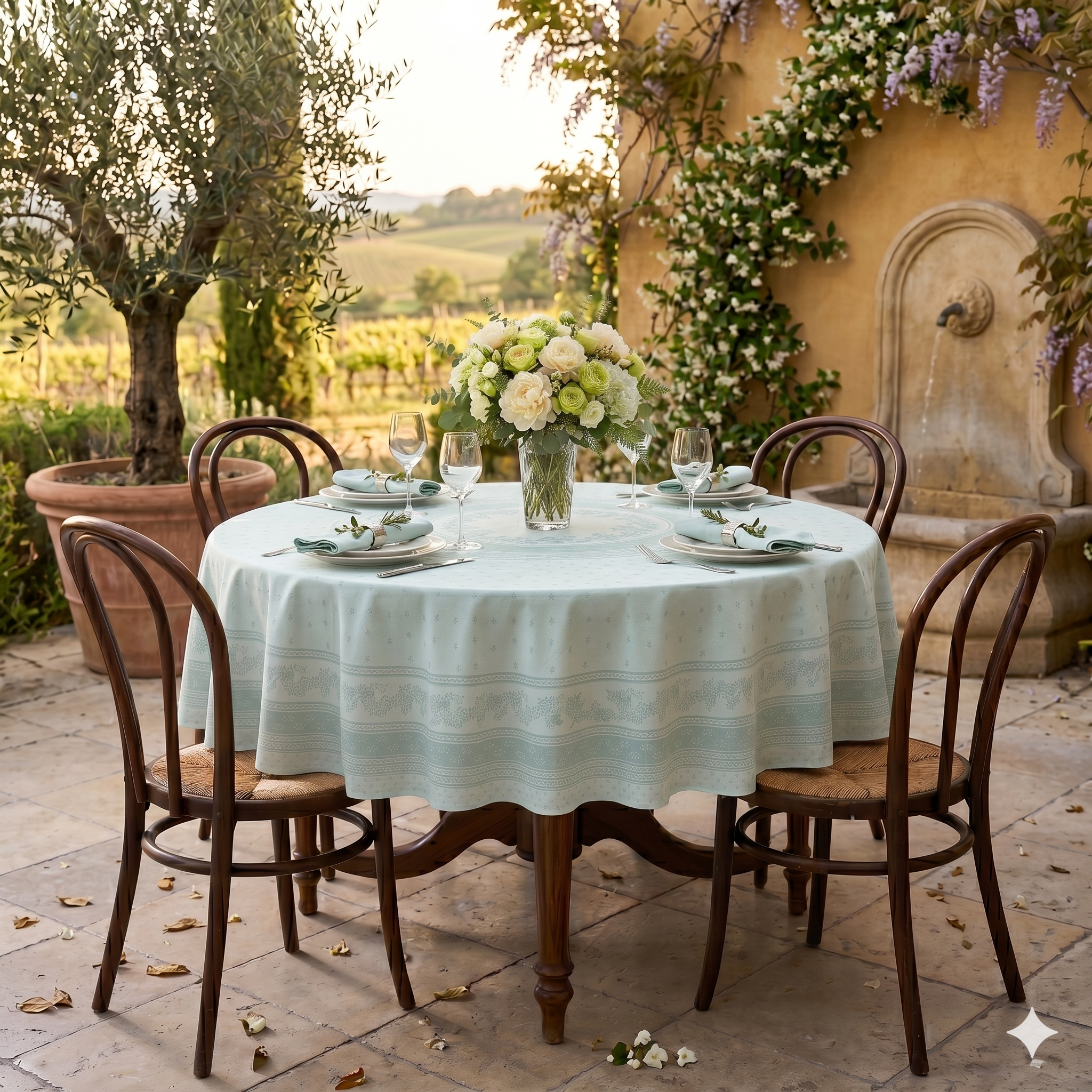 Antiques Floral 90" Round Jacquard Tablecloth
