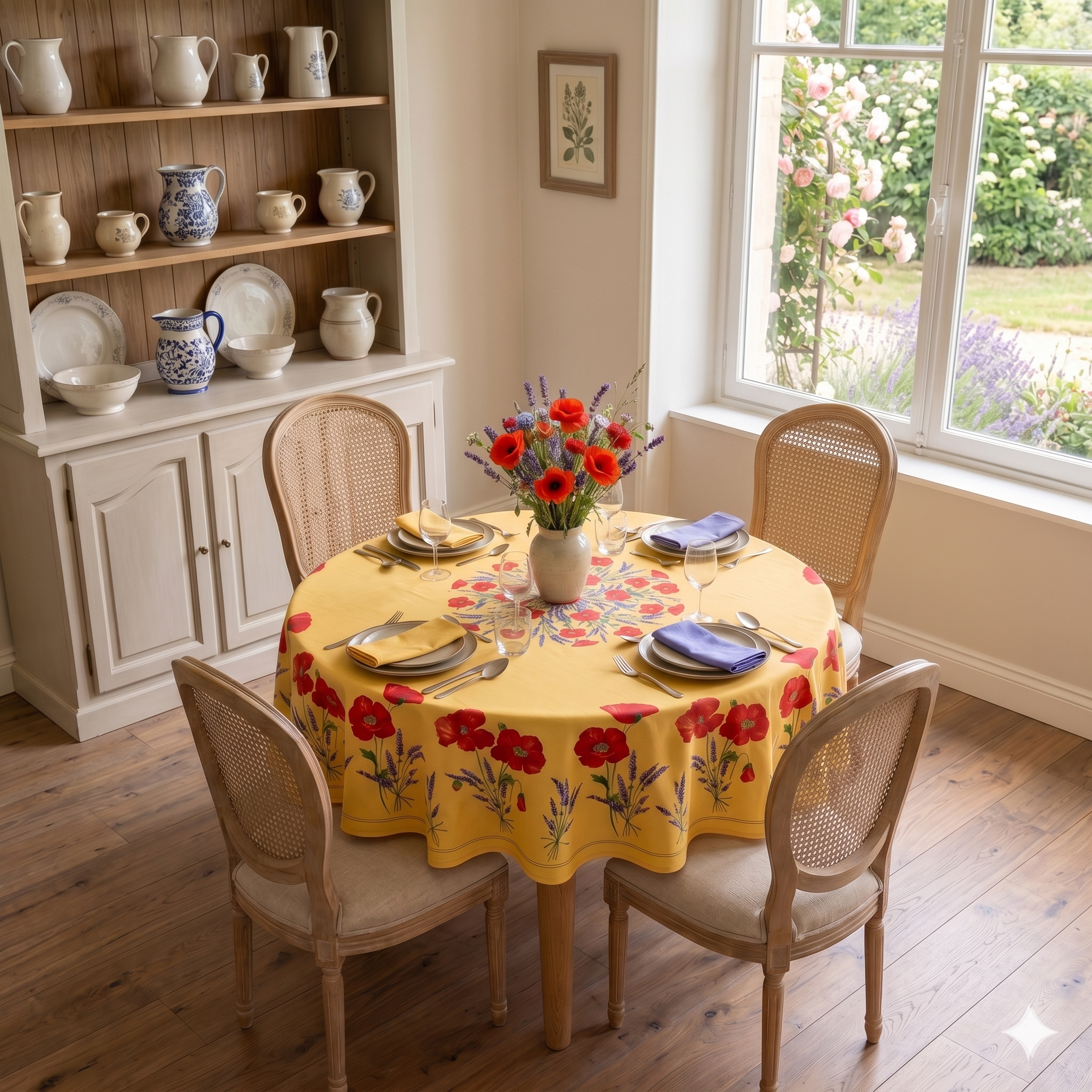 Provençal Coated Poppies — 71" Round