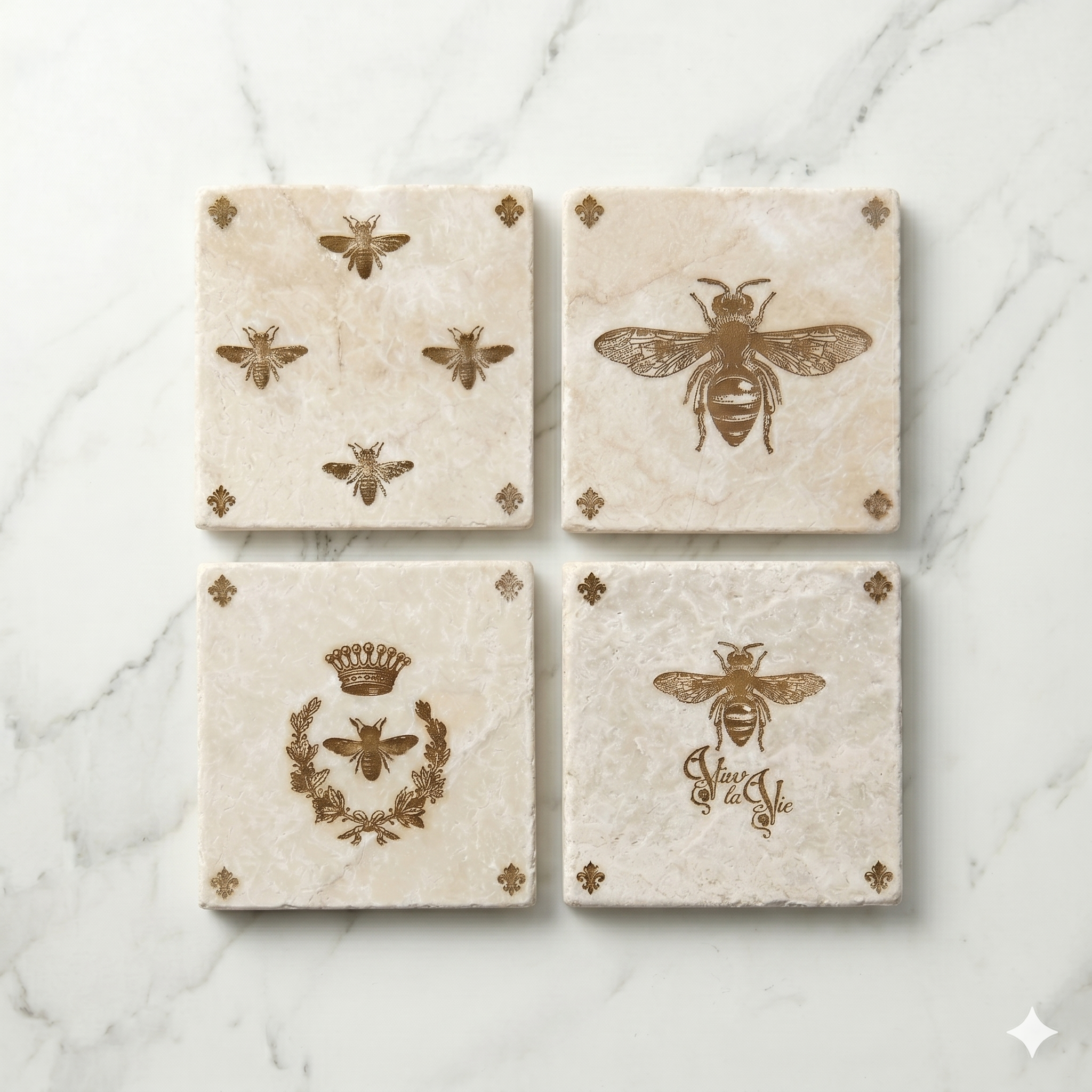 Fleur de Lys and Bee Coasters