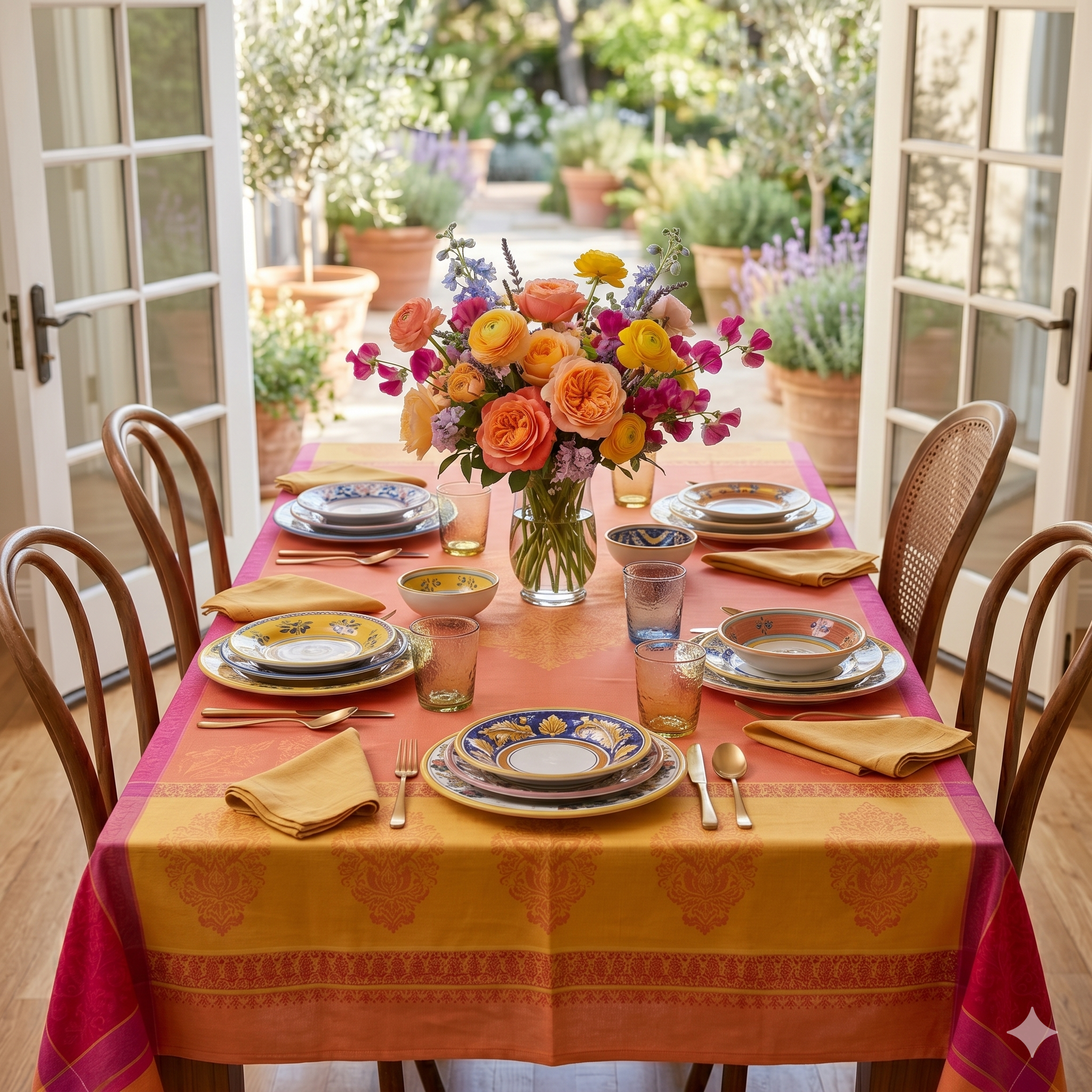 Festival Yellow Jacquard Tablecloth