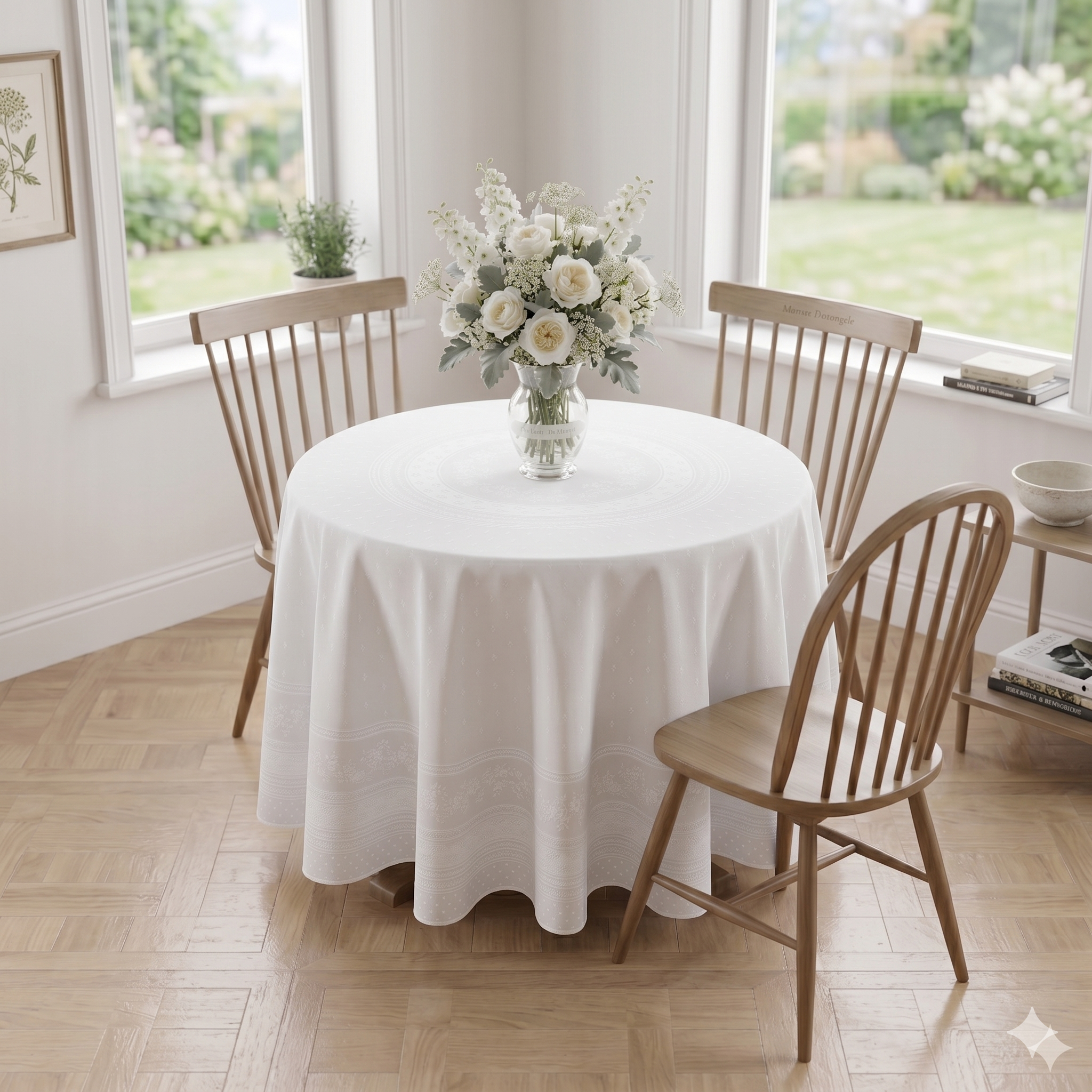 Antiques Floral 90" Round Jacquard Tablecloth