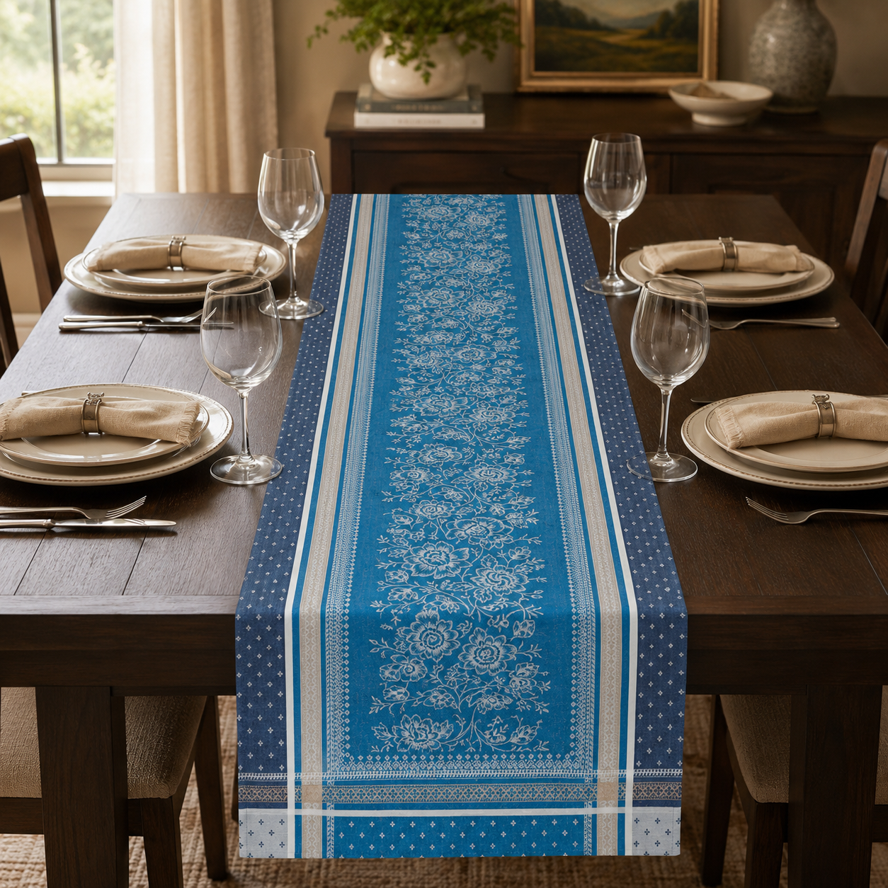 Madras  jacquard runner
