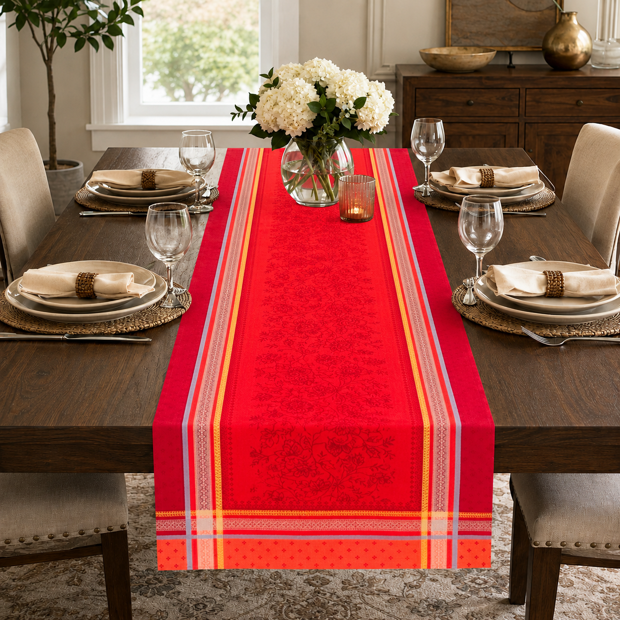 Madras  jacquard runner