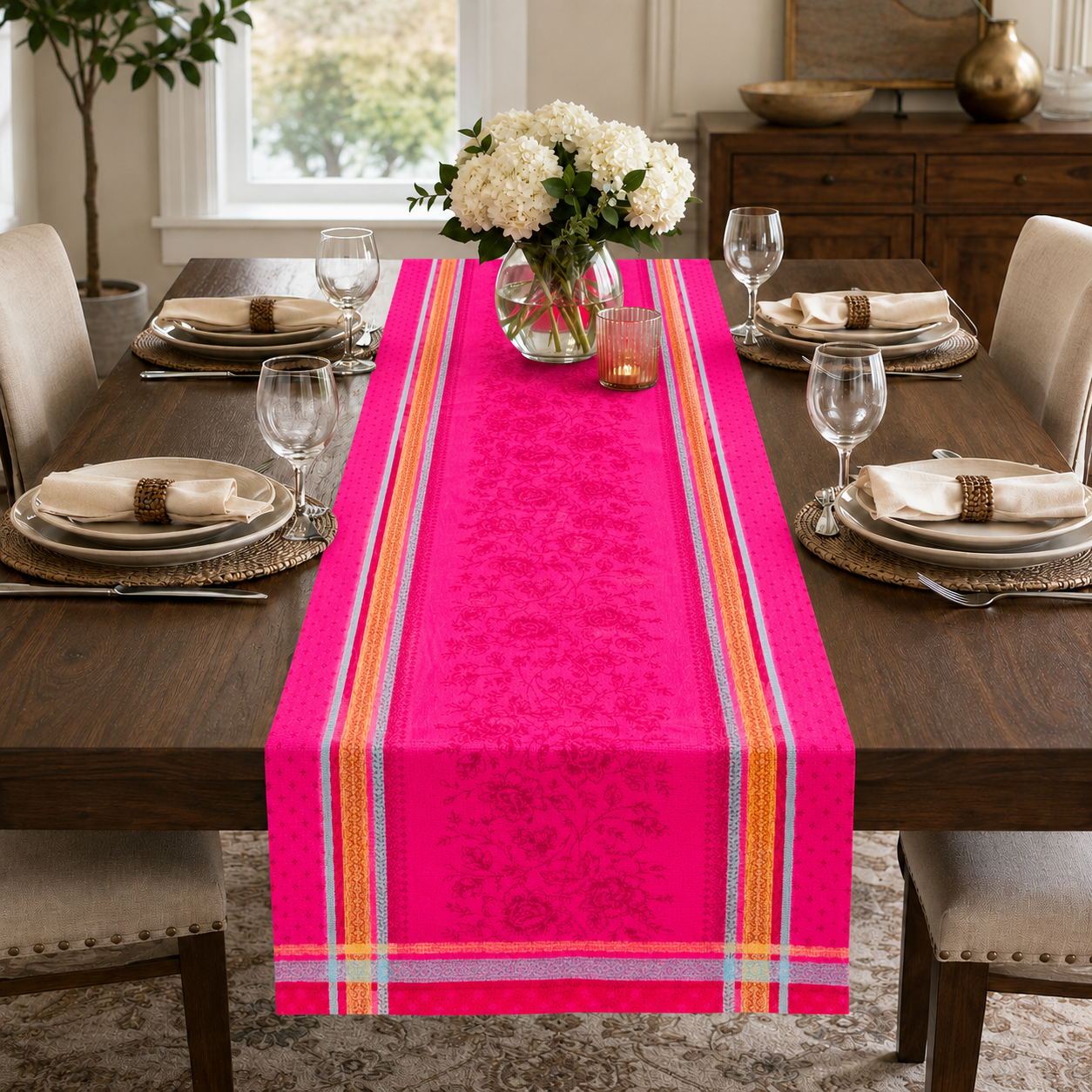 Madras  jacquard runner