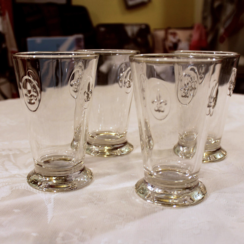 Set of 4 Fleur de Lys High Ball Glasses