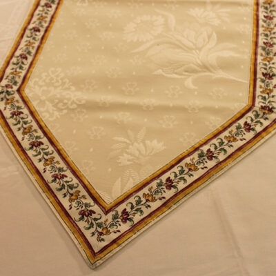 White and Red Moustier Table Runner