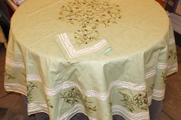 71 Round Provencal “Special Edition” Green with Black Olives Tablecloth